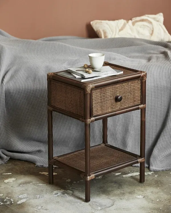 Hayes Rattan Side Table - Brown