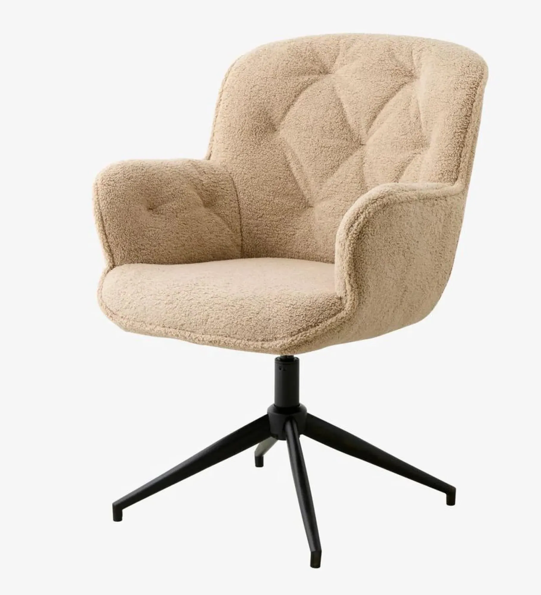 Lea Swivel Office Chair - Beige, Boucle Fabric