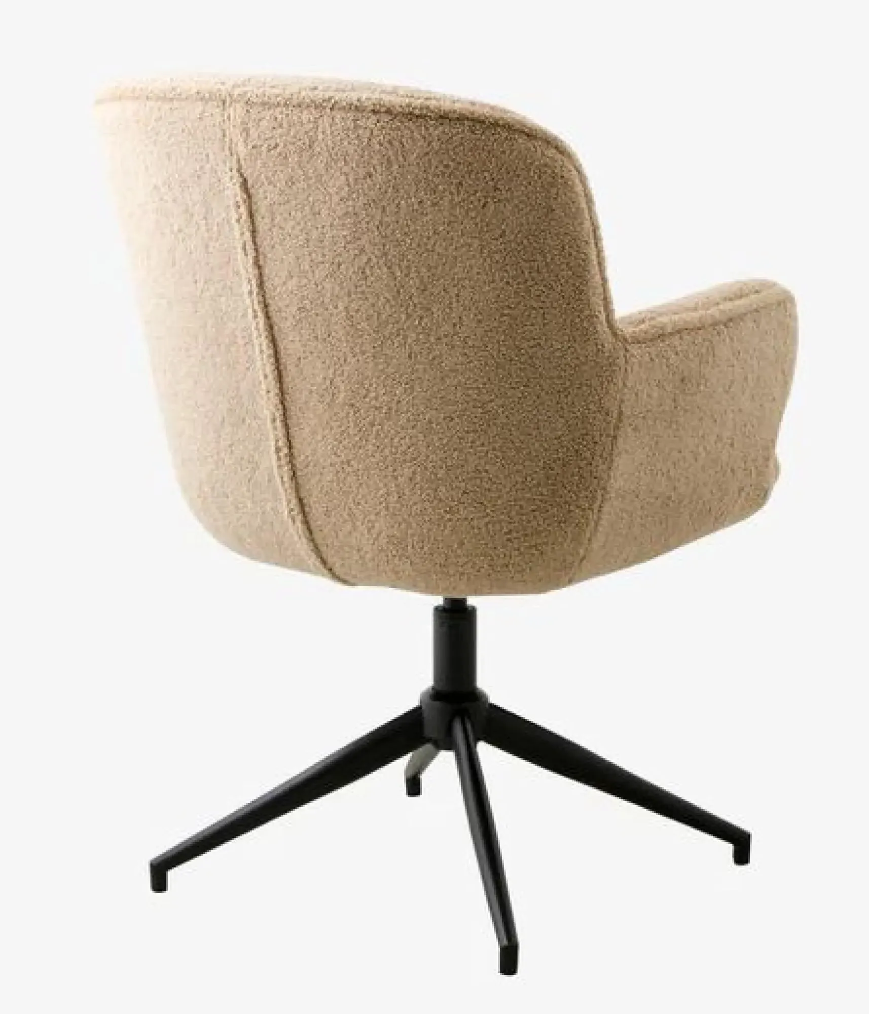Lea Swivel Office Chair - Beige, Boucle Fabric