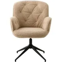 Lea Swivel Office Chair - Beige, Boucle Fabric