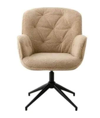 Lea Swivel Office Chair - Beige, Boucle Fabric image