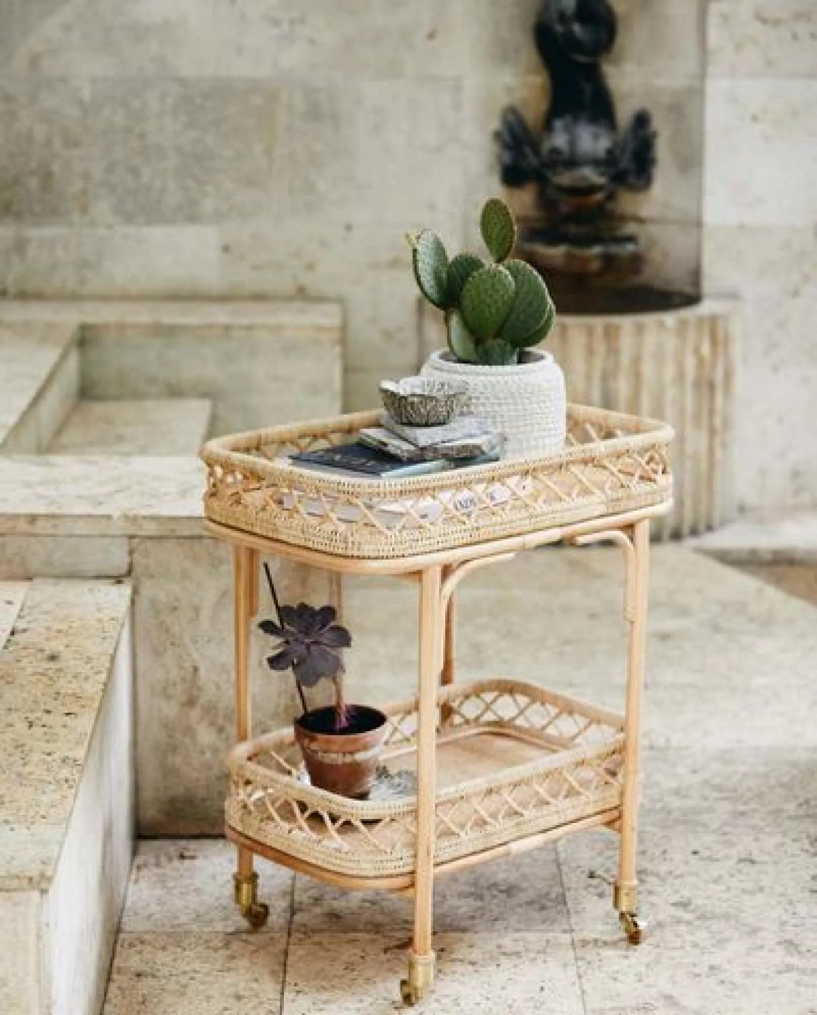 Liri Rattan Trolley - Natural