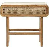 Merge Console Table with Glass Top - Teak, Rattan