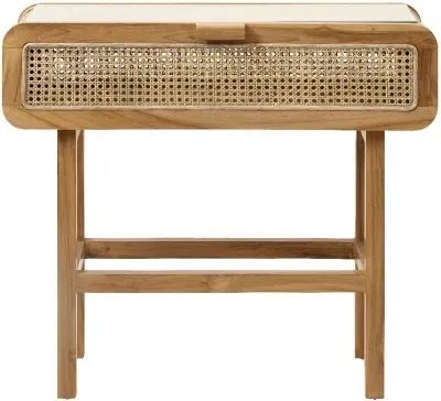 Merge Console Table with Glass Top - Teak, Rattan image