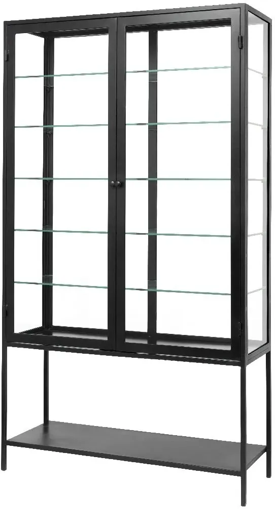 Mondo 2 Door Glass Display Cabinet - Black