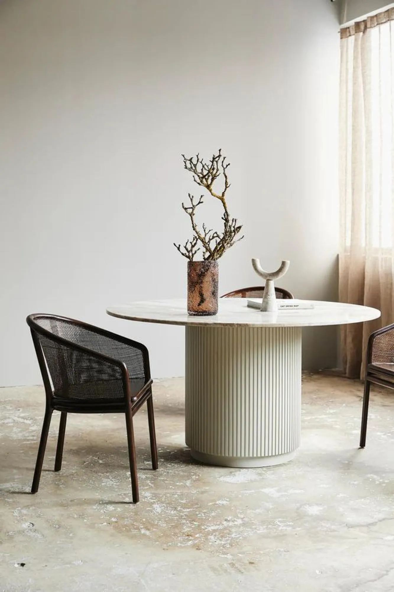 Mosso Dining Chair Set of 2 - Dark Brown, Teak and Rattan