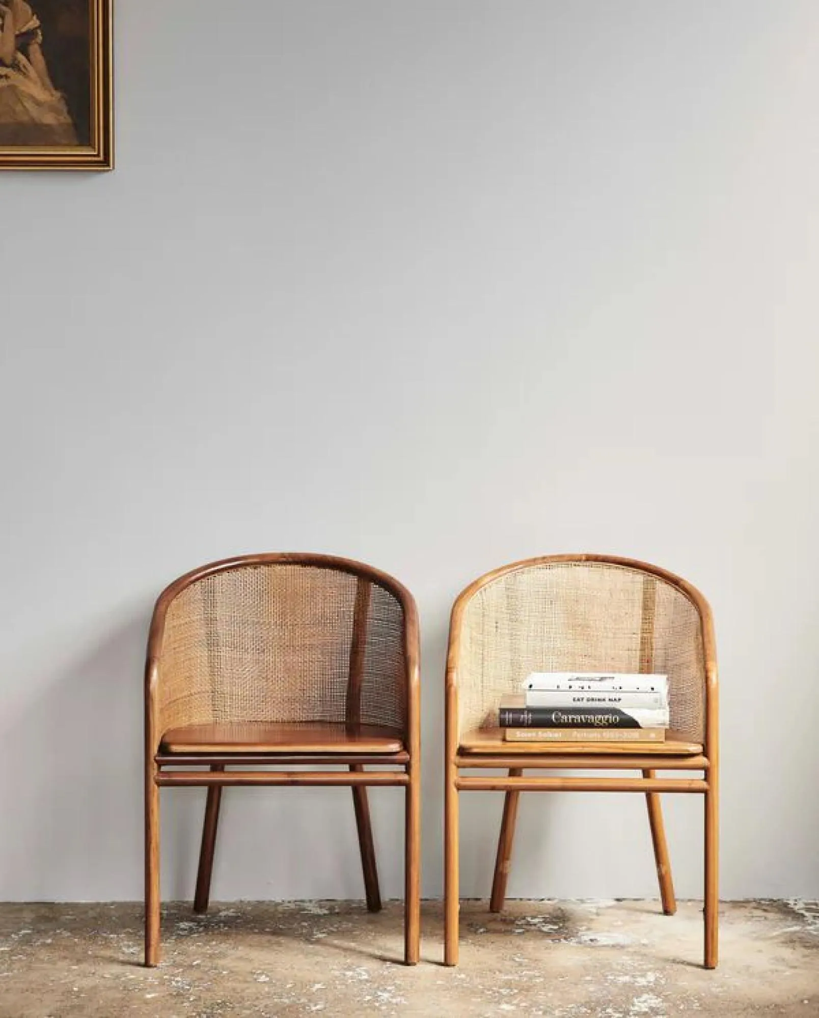 Mosso Dining Chair Set of 2 - Light Brown, Teak and Rattan