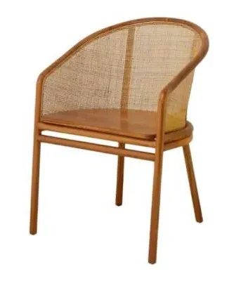 Mosso Dining Chair Set of 2 - Light Brown, Teak and Rattan