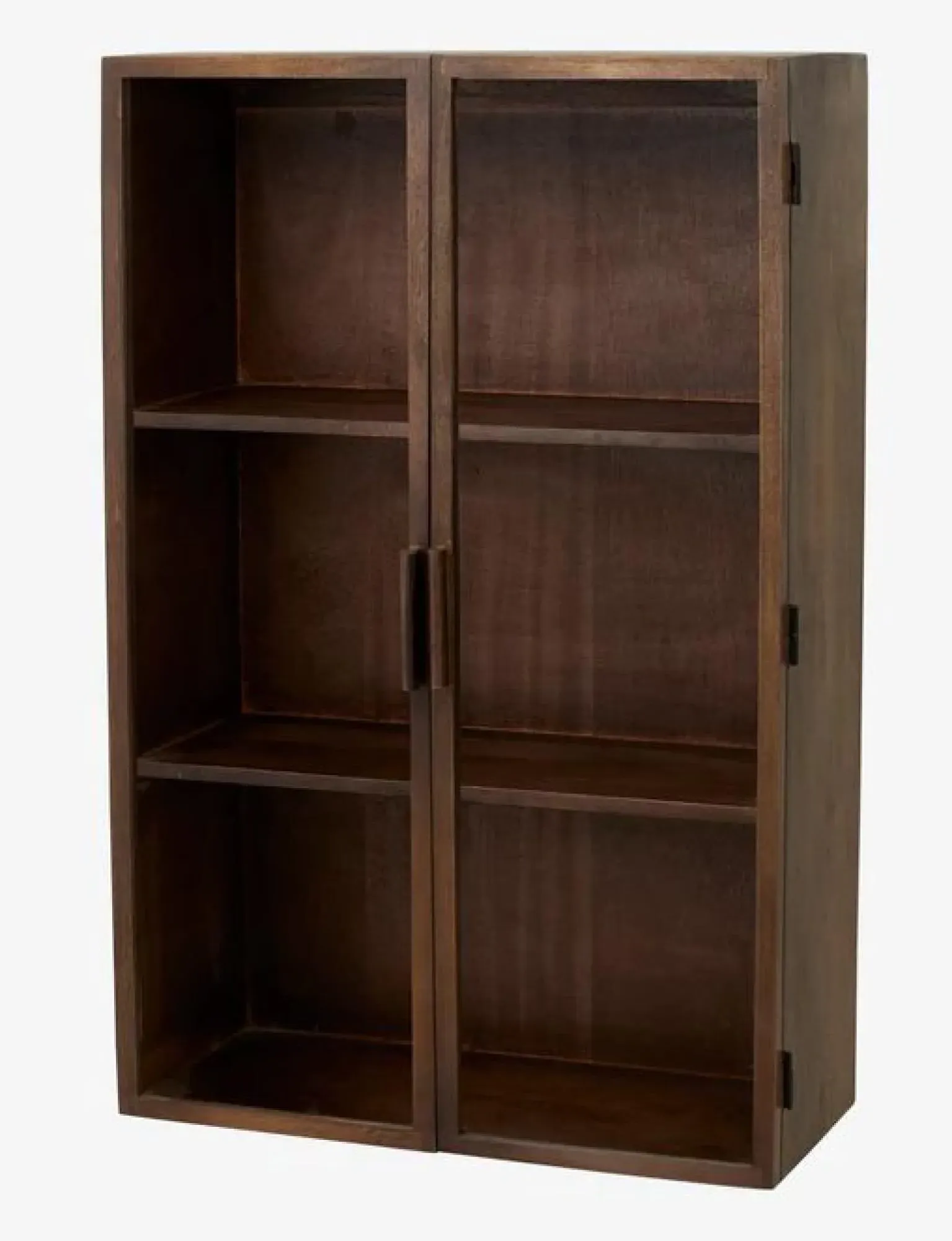 Nango 2 Door Wall Cabinet - Dark Brown, Mango Wood