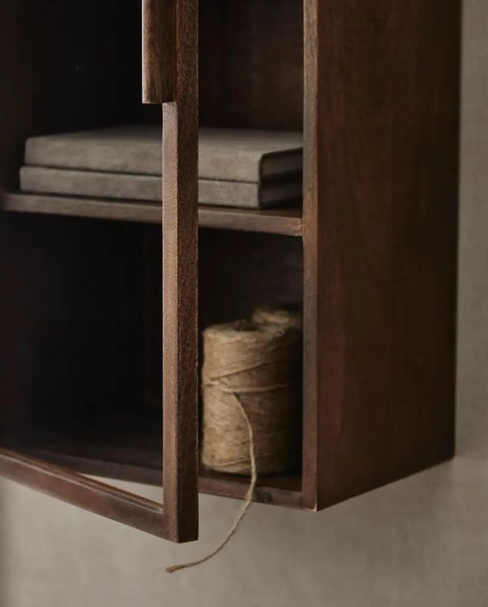 Nango 2 Door Wall Cabinet - Dark Brown, Mango Wood