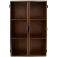 Nango 2 Door Wall Cabinet - Dark Brown, Mango Wood