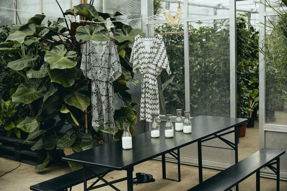 NORDAL Large Dining Table with 2 Bench - Black