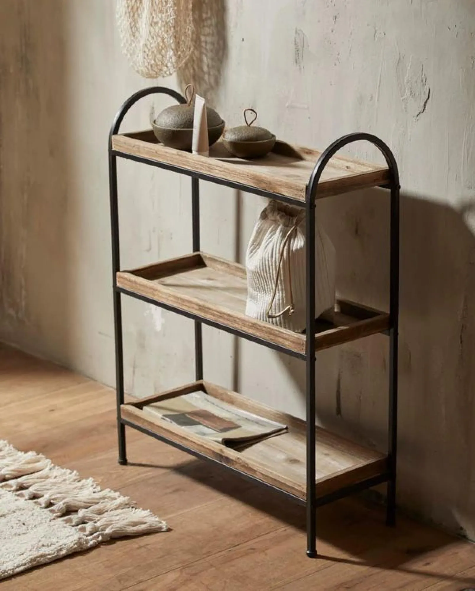 Patna Open Shelving Rack - Wood, Black