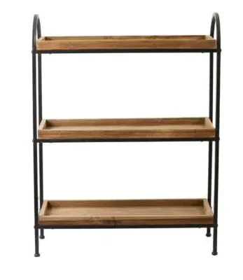 Patna Open Shelving Rack - Wood, Black image