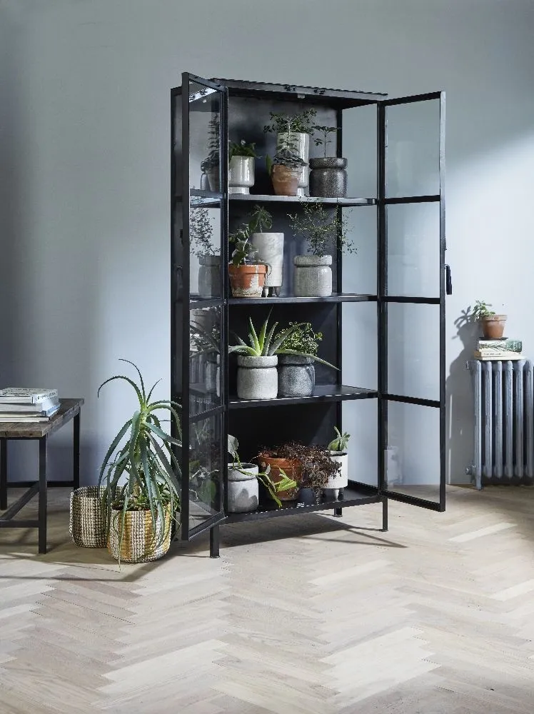 Phoenix 2 Door Glass Display Cabinet - Black