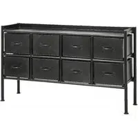 Portland 8 Drawer Console Table - Black