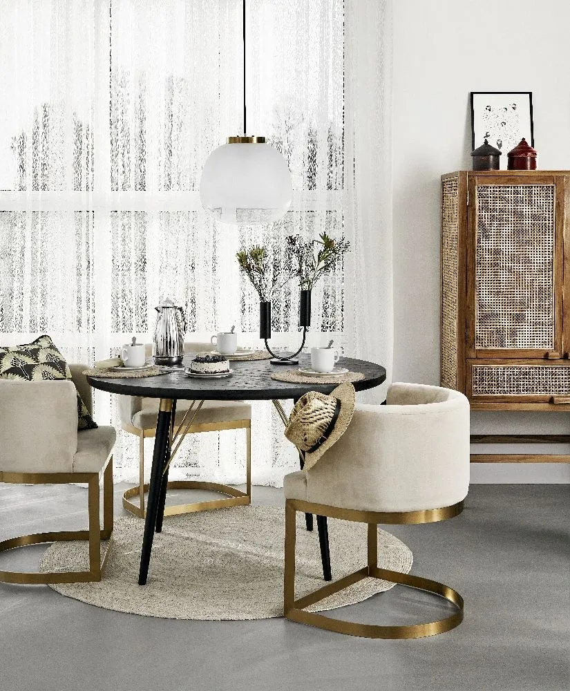 Round Dining Table - Black, Gold