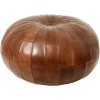 Rugby Leather Pouffe - Antique Brown