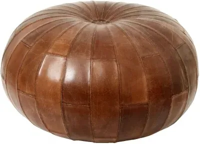 Rugby Leather Pouffe - Antique Brown image