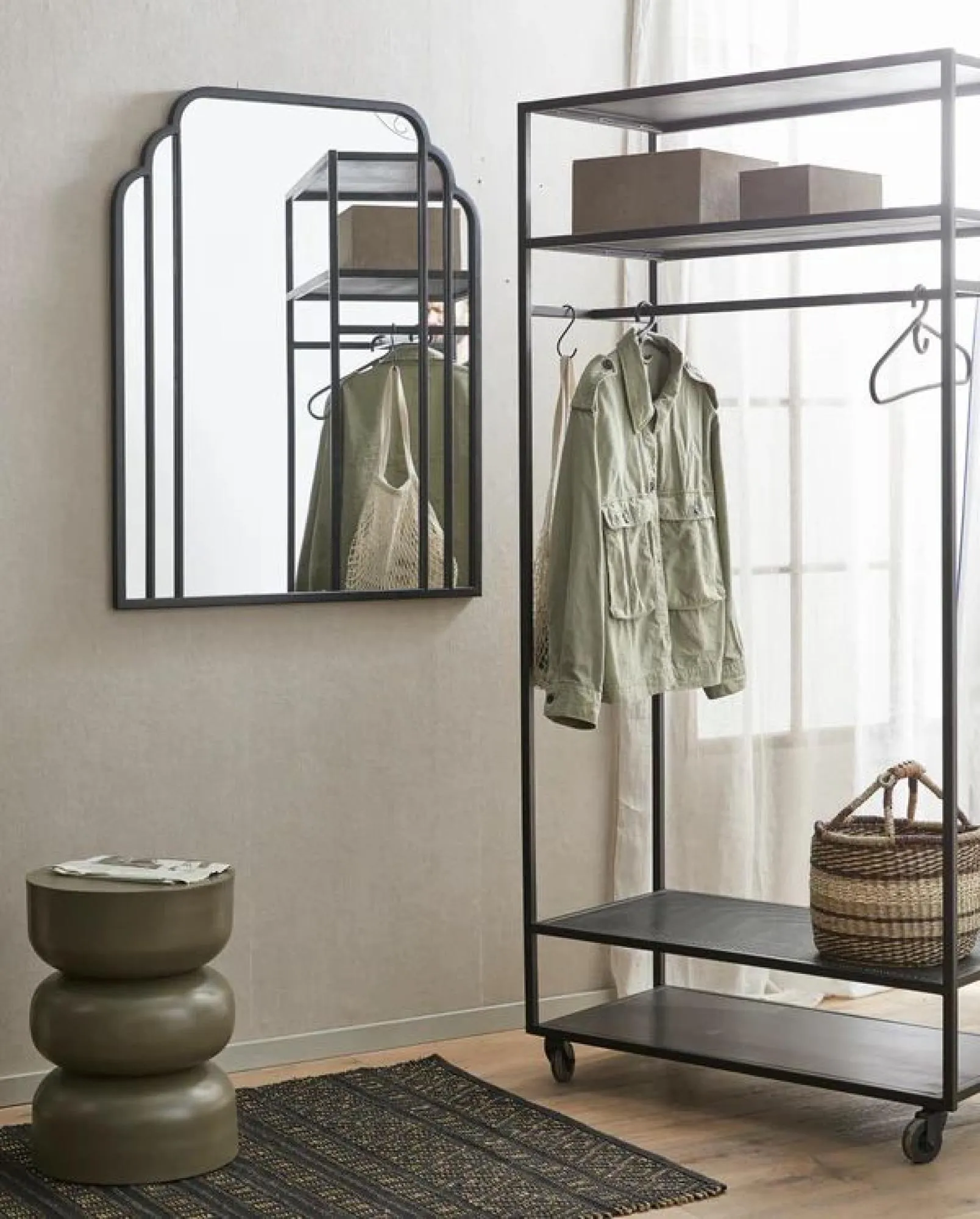 Skylark Wall Mirror - Black, Metal