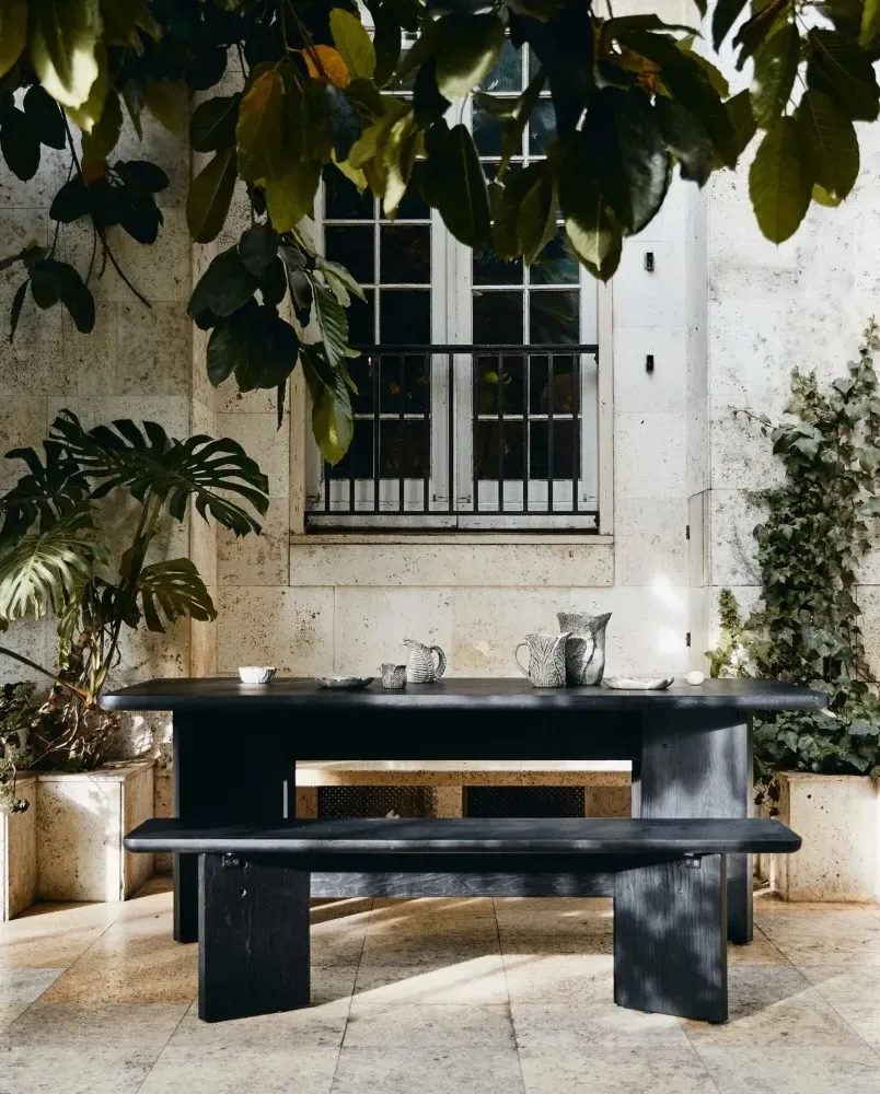 Tisza 8 Seater Dining Table - Black, Oak Veneer