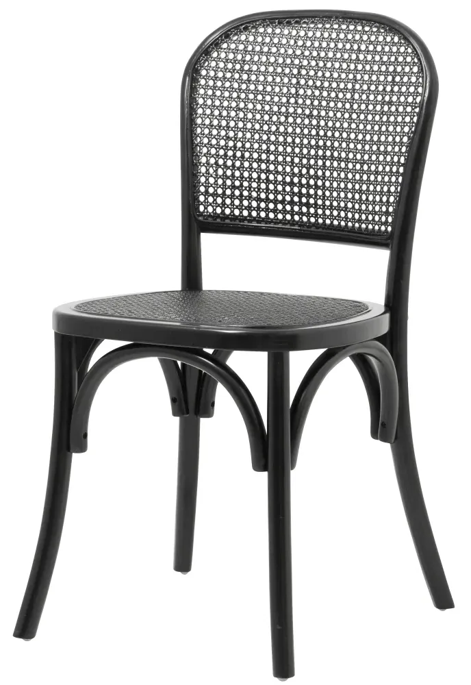 Wicky Dining Chair Set of 2 - Black, Rattan