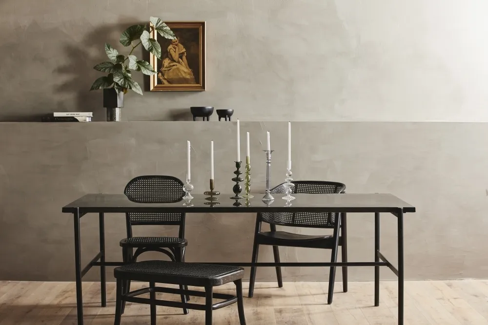 Wicky Dining Chair Set of 2 - Black, Rattan