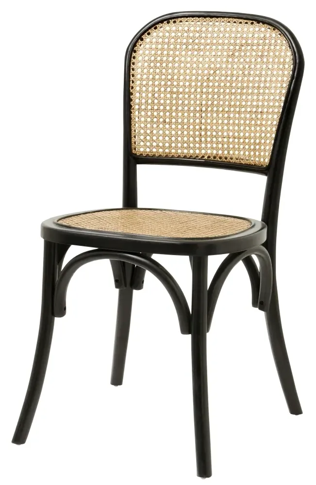 Wicky Dining Chair Set of 2 - Black, Rattan