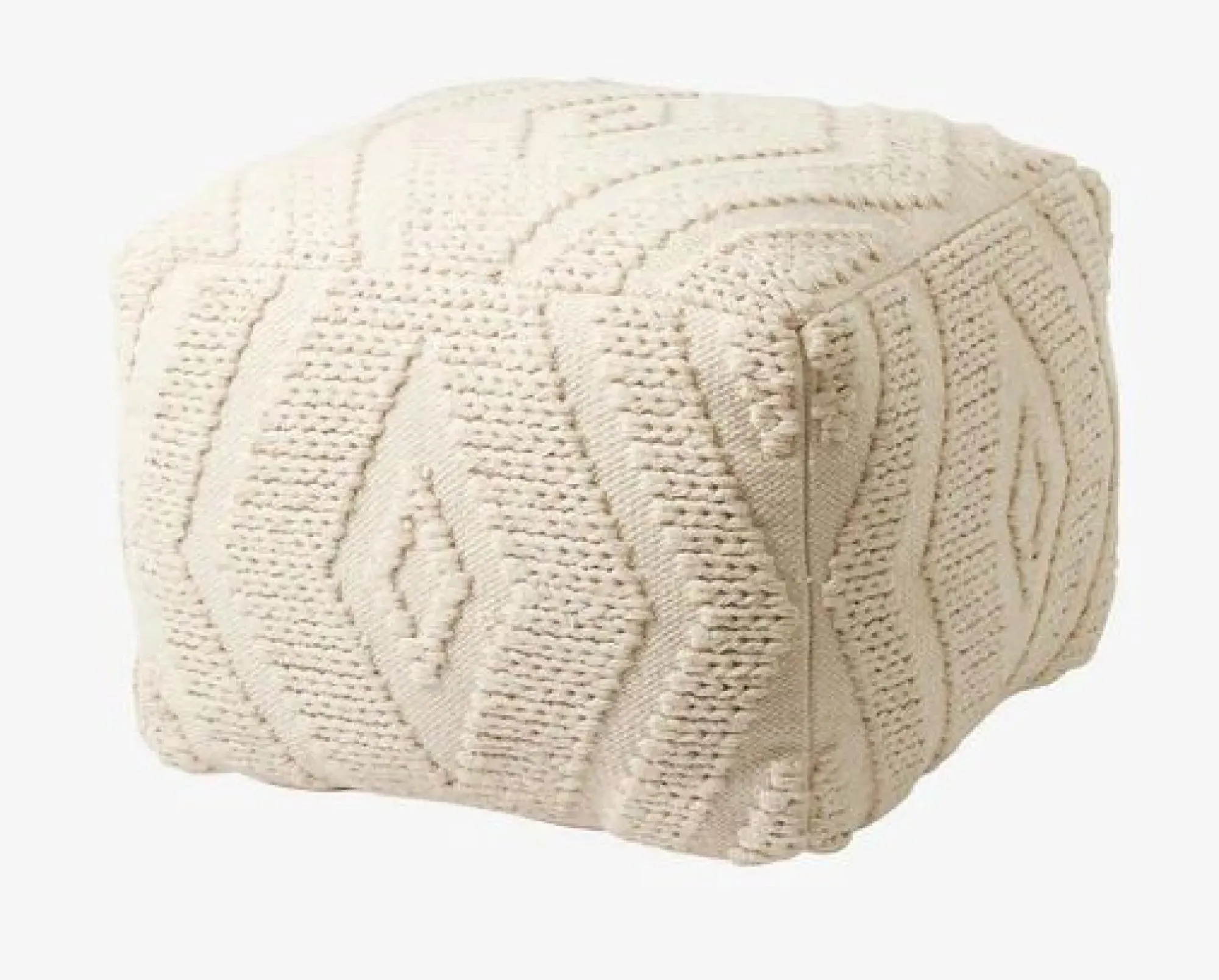 Wular Fabric Pouf - Off White