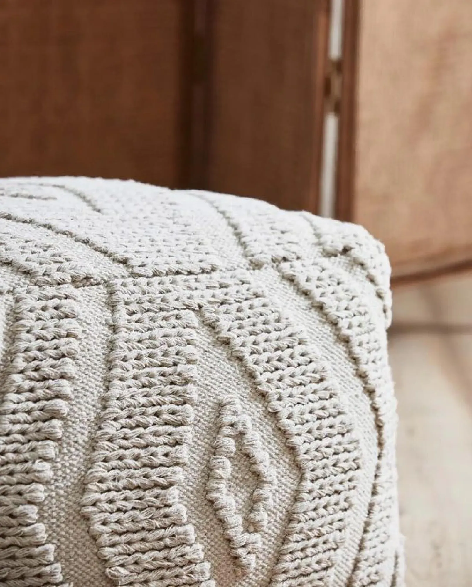 Wular Fabric Pouf - Off White
