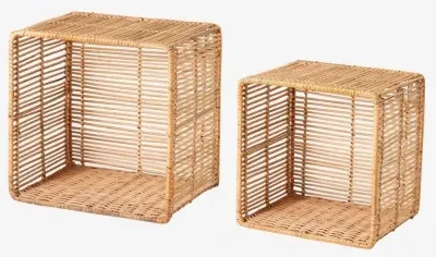 Zeya Rattan Storage Set of 2 Wall Shelves image