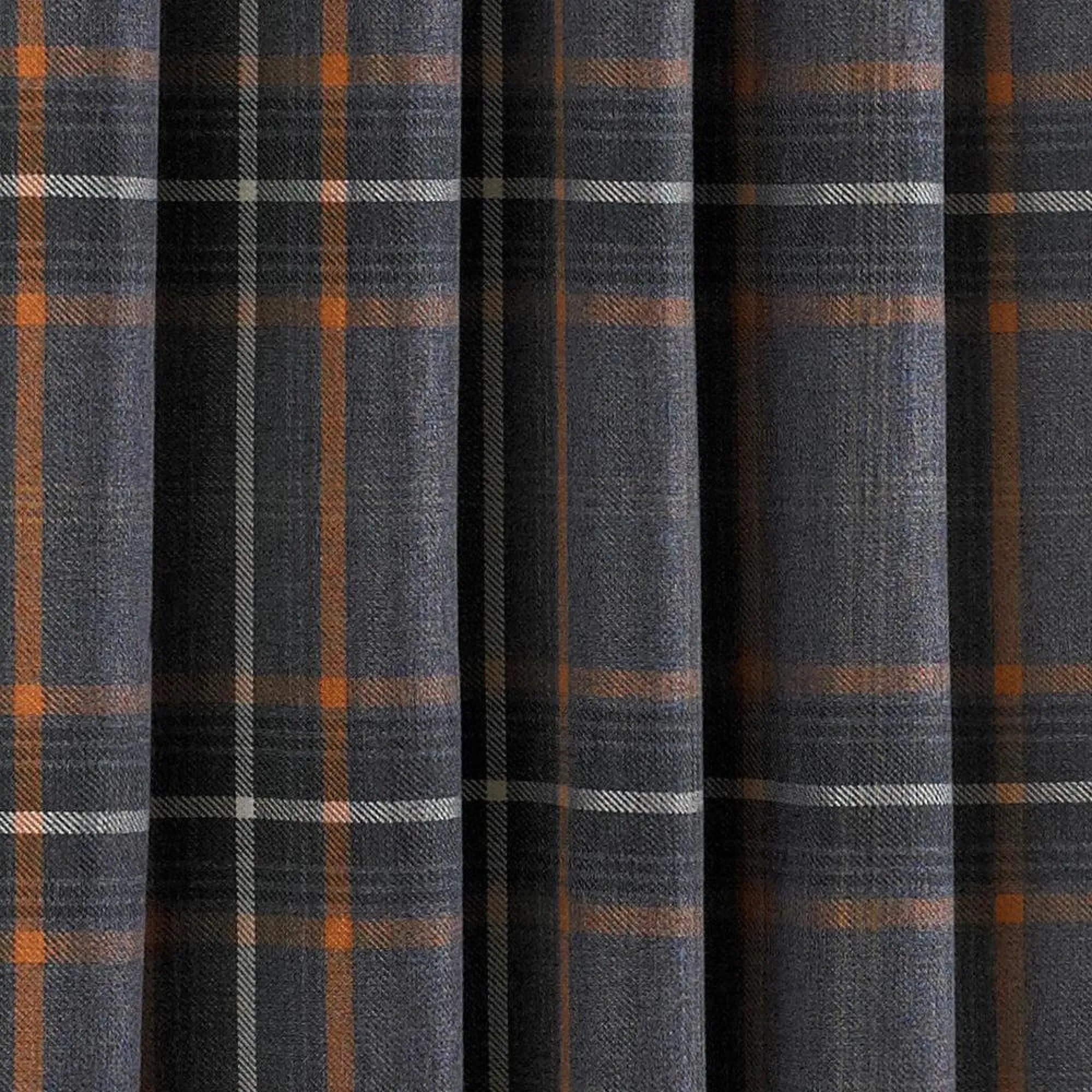 Aviemore Tartan Eyelet Curtains - Rust, Faux Wool