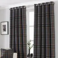 Aviemore Tartan Eyelet Curtains - Rust, Faux Wool