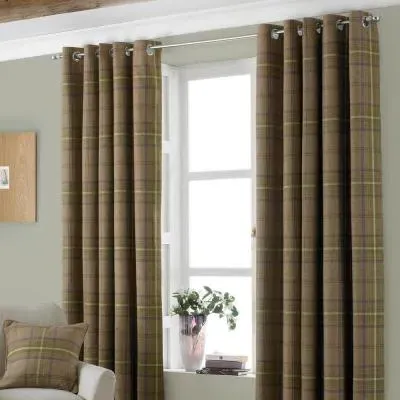 Aviemore Tartan Eyelet Curtains - Thistle, Faux Wool