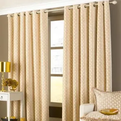 Belmont Chenille Jacquard Eyelet Curtains - Beige image