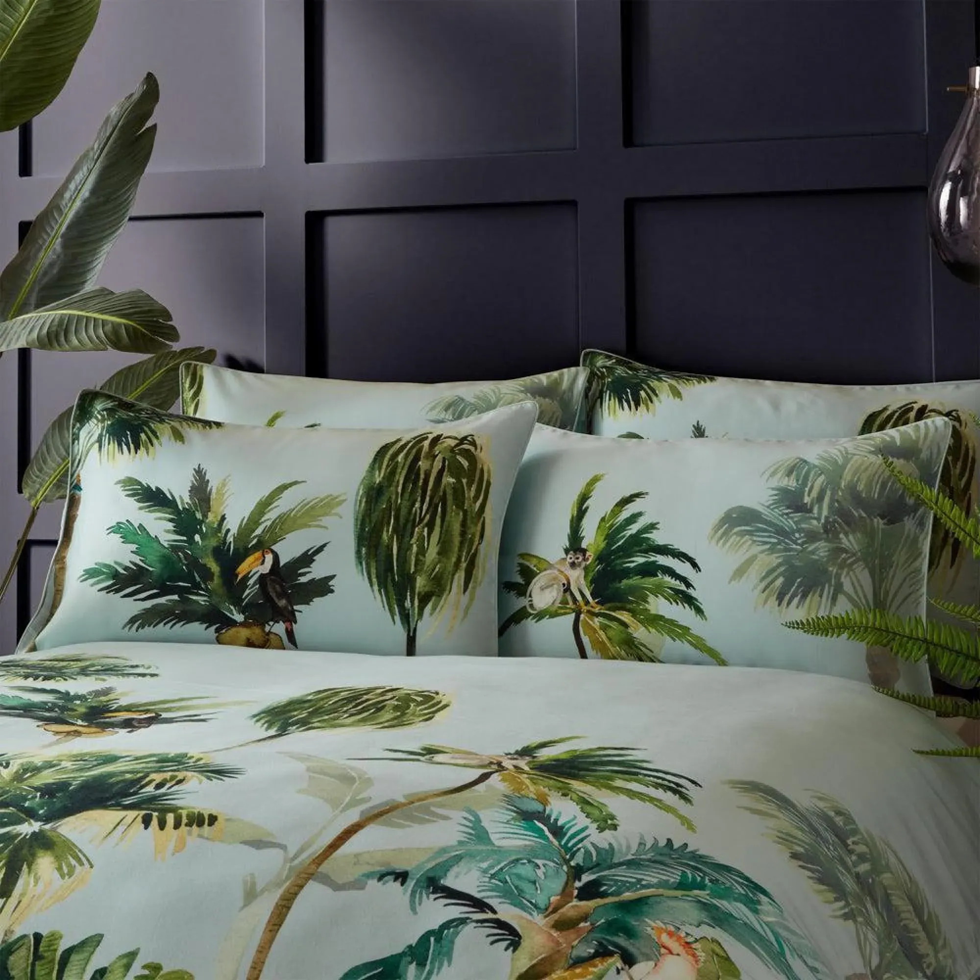 Forsteriana Palms Duvet Cover Set - Multi Coloured, Cotton
