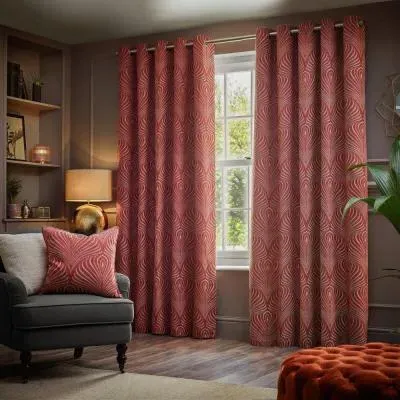 Gatsby Jacquard Eyelet Curtains - Terracotta image