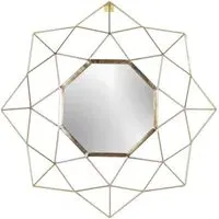 Gold Geo Round Wall Mirror - Brass