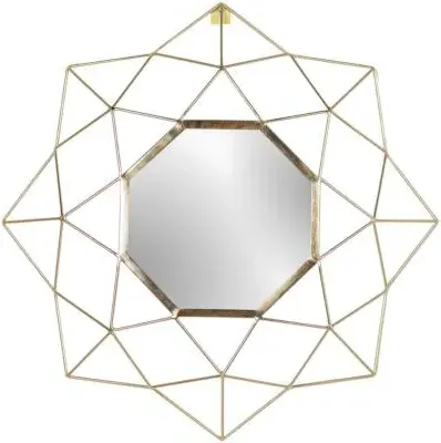 Gold Geo Round Wall Mirror - Brass image