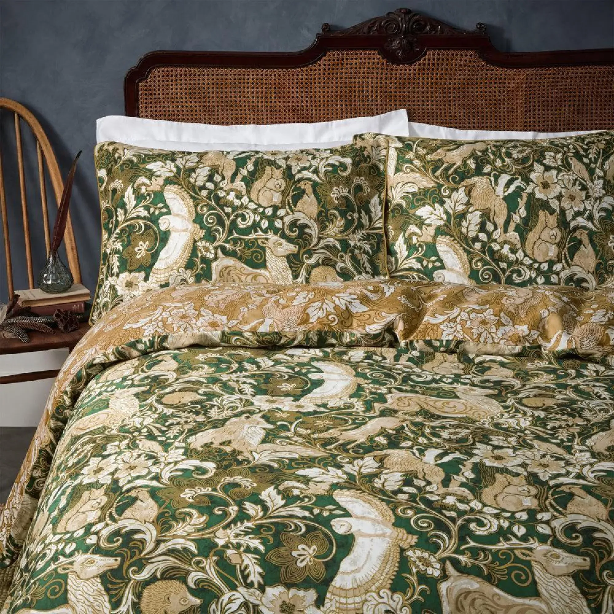Harewood British Animal Duvet Cover Set - Emerald, Cotton