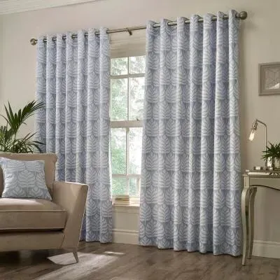 Horto Botanical Eyelet Curtains - Blue image