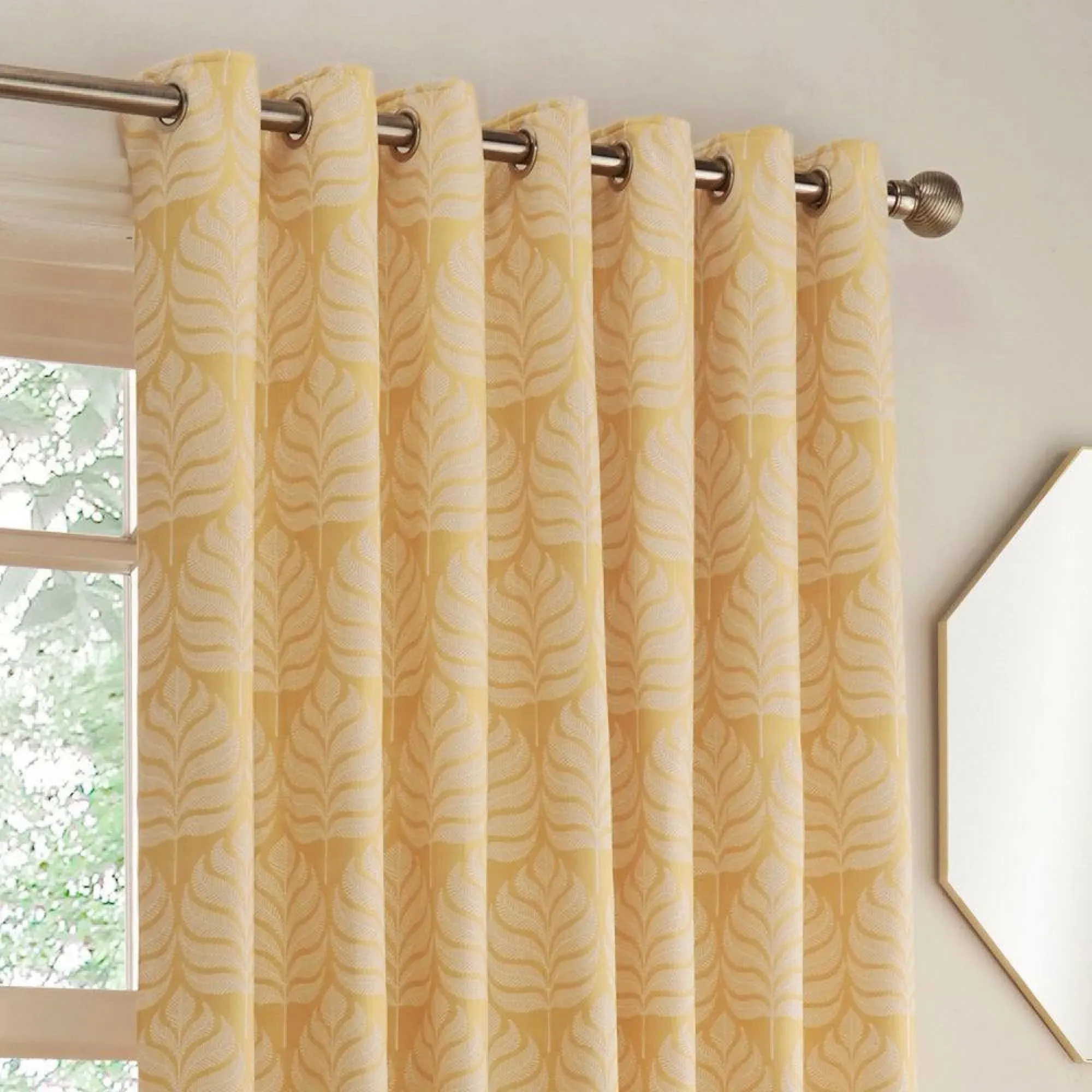 Horto Botanical Eyelet Curtains - Ochre