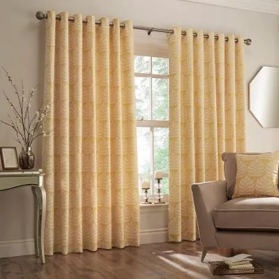 Horto Botanical Eyelet Curtains - Ochre
