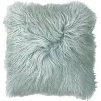 Mongolian Sheepskin Cushion - Blue Blush