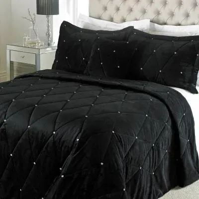 New Diamante Bedspread - Black image