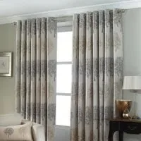 Oakdale Tree Eyelet Curtains - Silver
