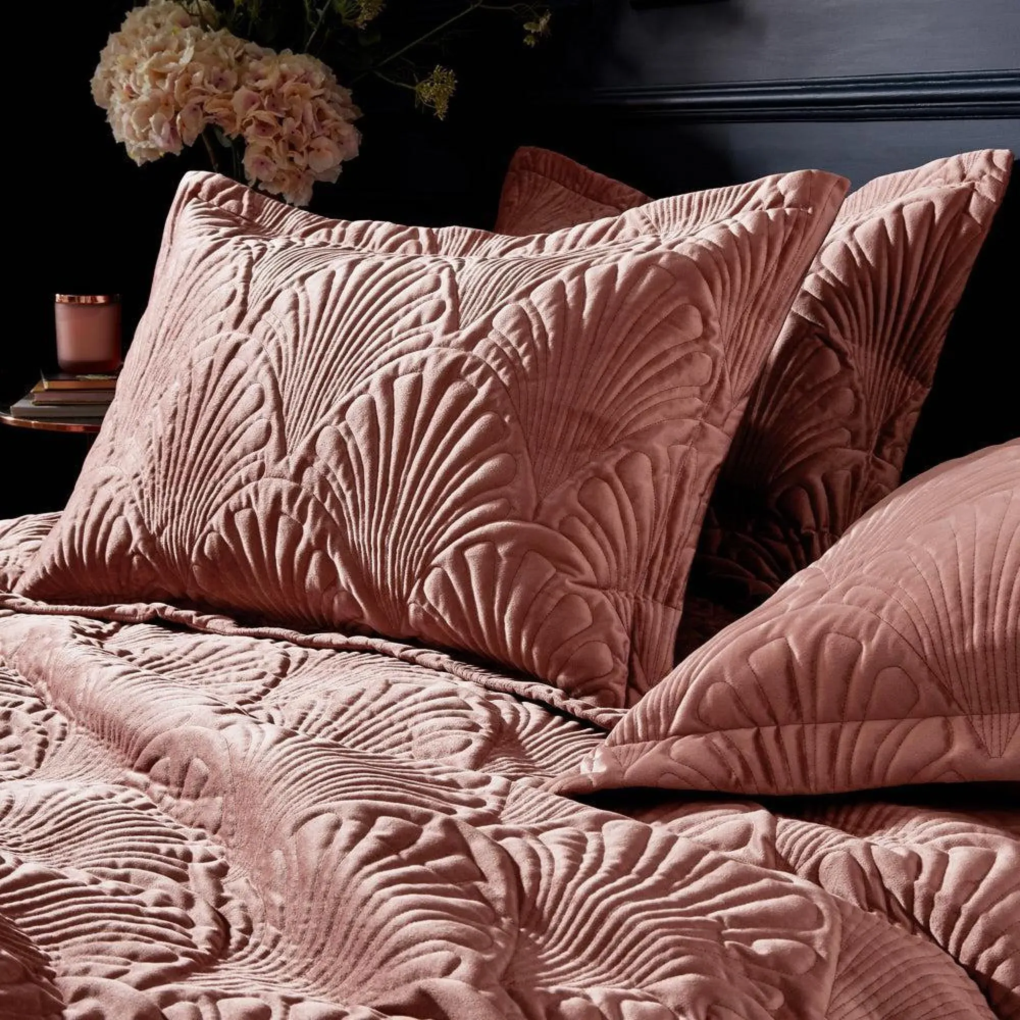 Palmeria Quilted Duvet Cover Set - Blush, Velvet