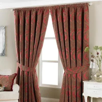 Renaissance Jacquard Pencil Pleat Curtains - Burgundy image
