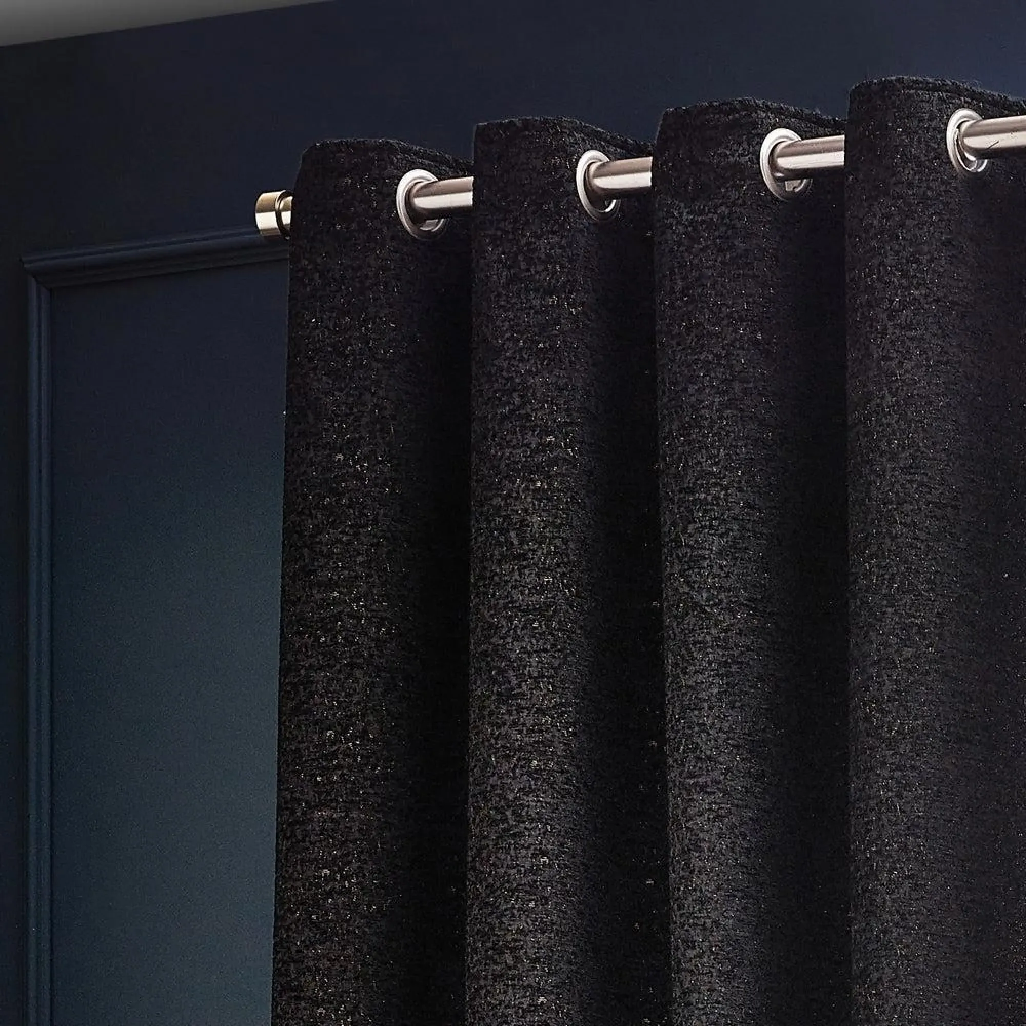 Riva Home Galaxy Room Darkening Eyelet Curtains - Black