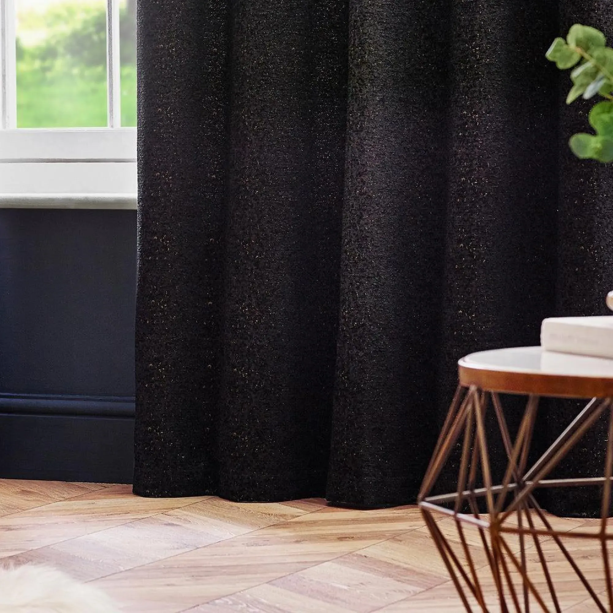 Riva Home Galaxy Room Darkening Eyelet Curtains - Black